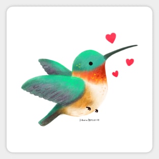 Ruby Throated Hummingbird in love Magnet